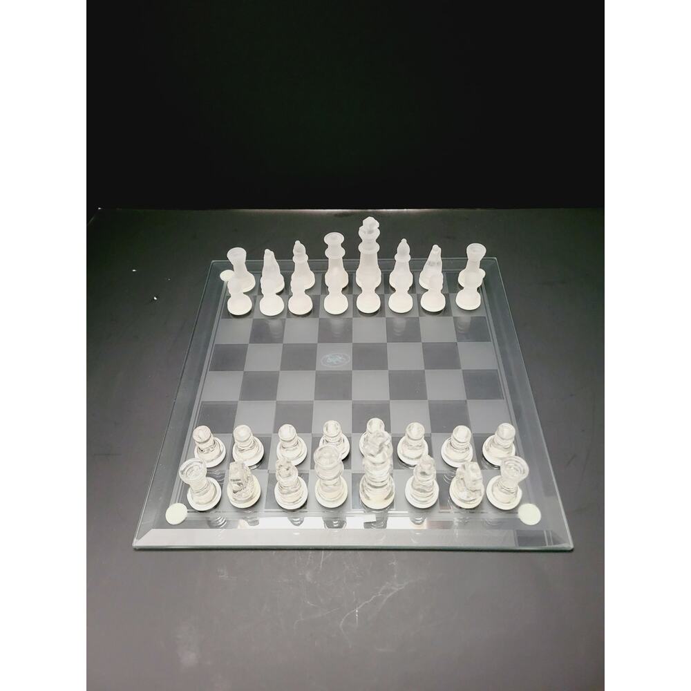 NIB RARE Unique Gifts by House of Lloyd 12" Rectangle Glass Chess Board Set